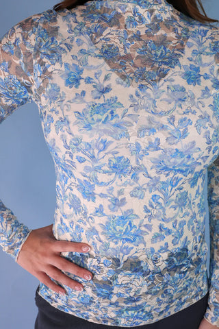 Blue Floral lace top