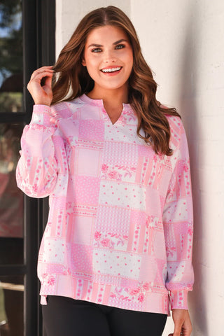 Pink PatchworkTerry Pullover