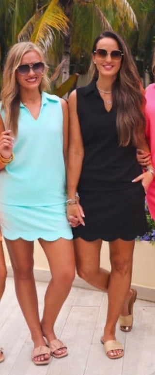 Make it count textured scalloped edge skort set