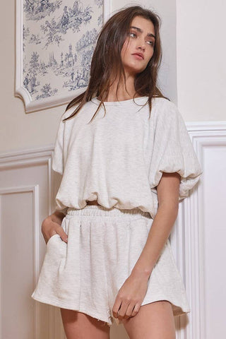 Ash Grey Elastic Waist Banded Side Pocket Terry Shorts