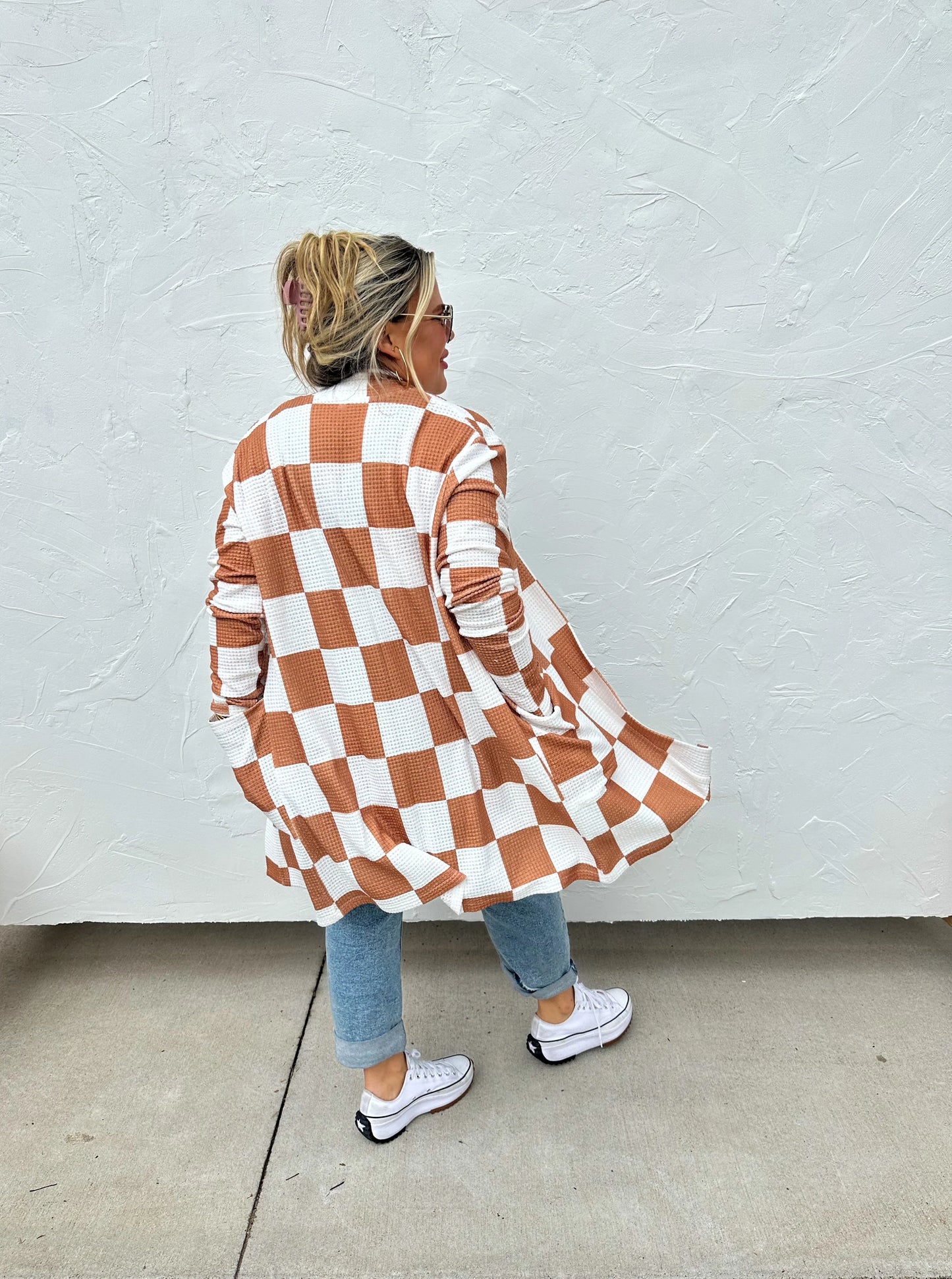 Checkered pattern cardigan