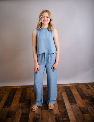 High Waist Chambray Pants