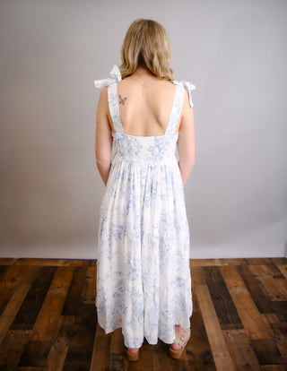 Tiered Blue Floral Midi