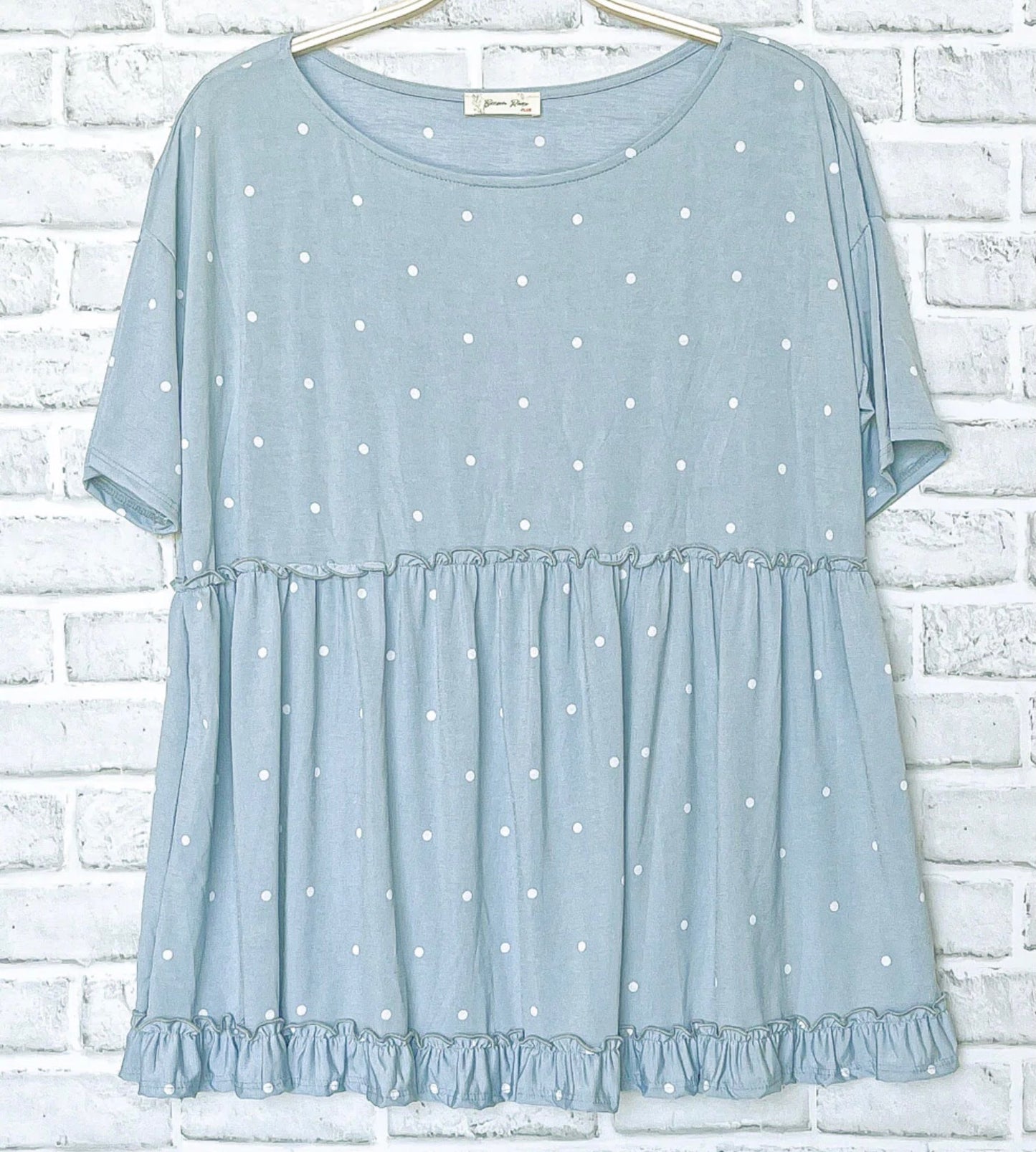 Dusty Blue Dotted Top