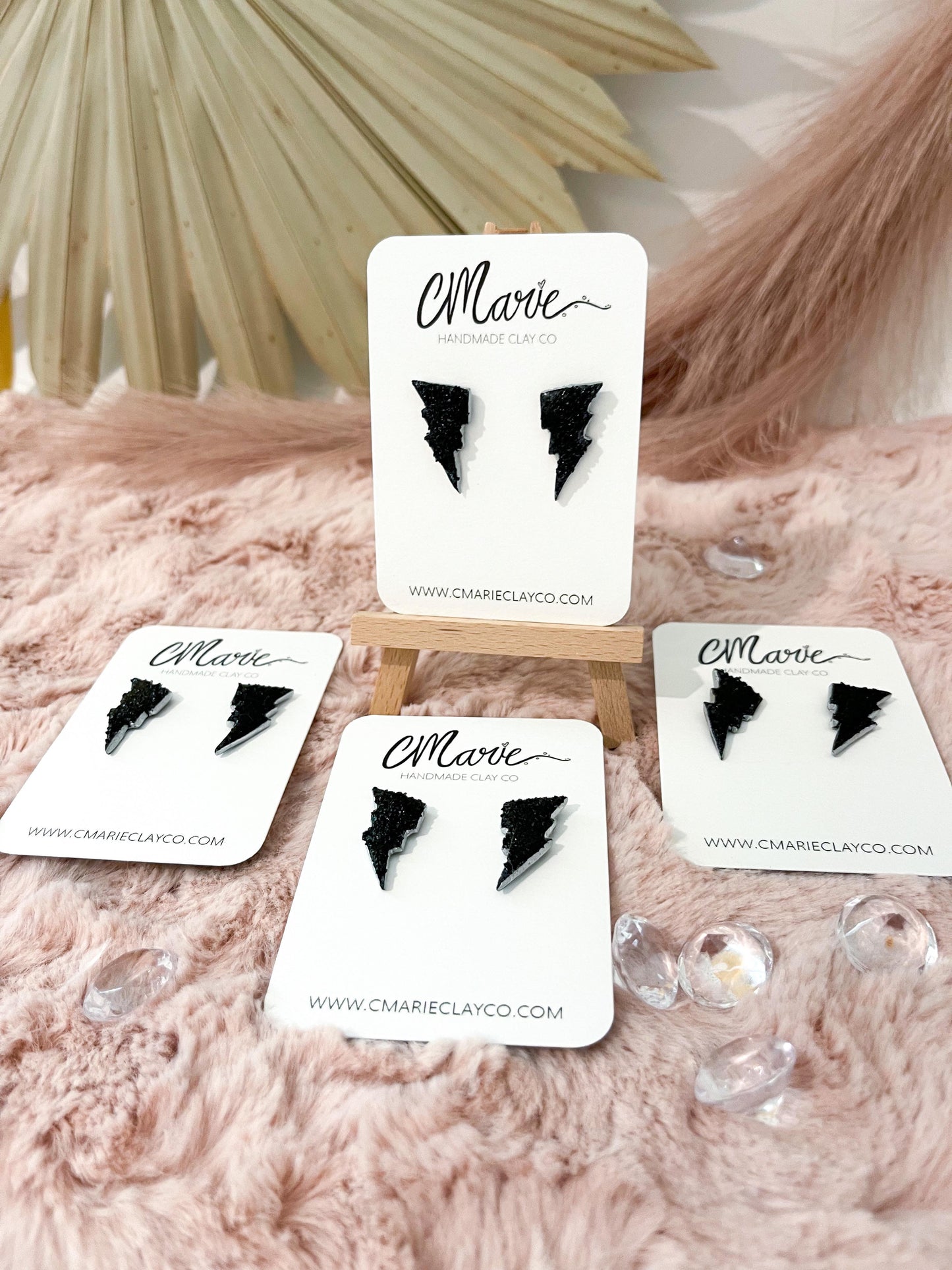 Black Lightening Stud Earrings