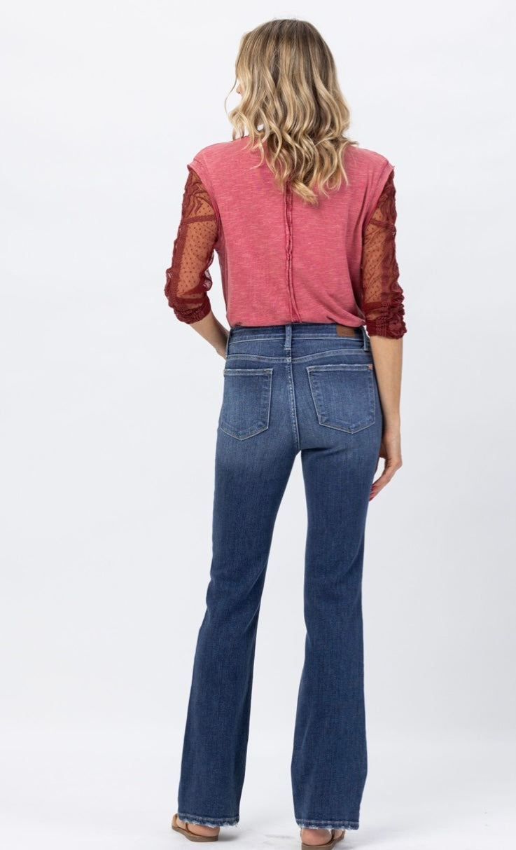 Hi-Waisted Bootcut Jeans