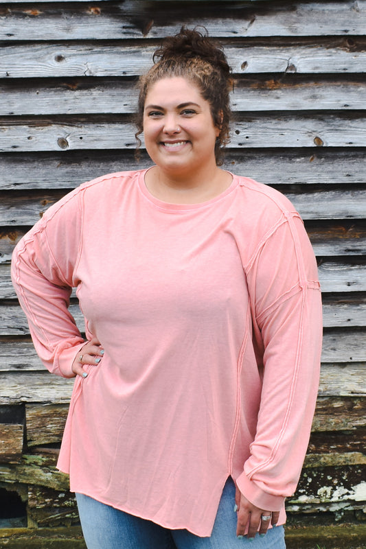 Mineral Washed Long Sleeve Top