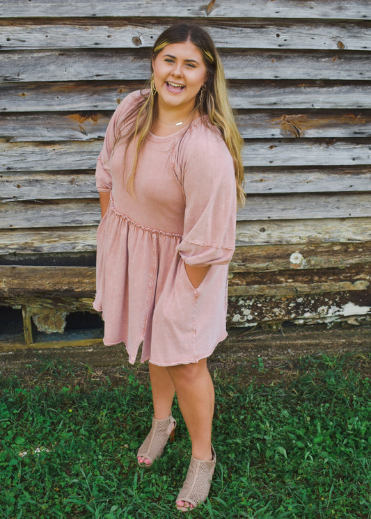 Mineral Washed Babydoll Dress