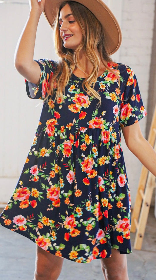Navy Floral Dress