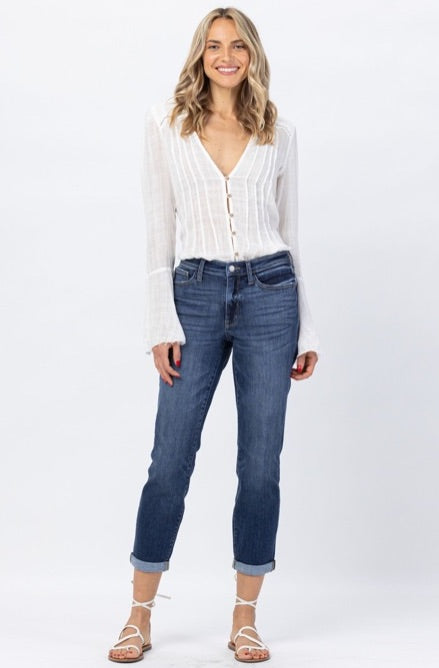 Mid-rise Cuffed Boyfriend Jeans