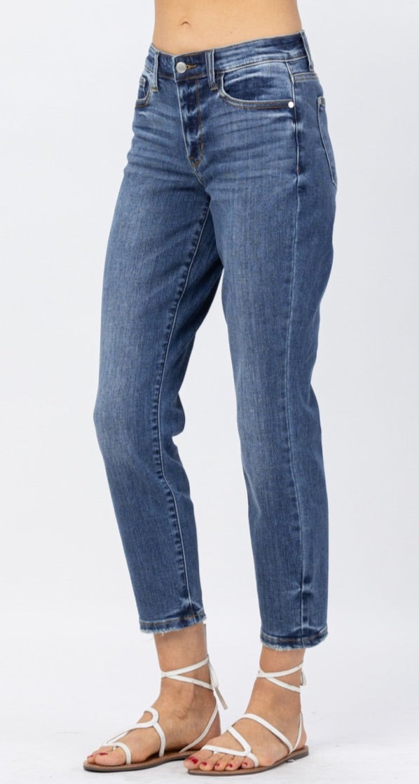 Mid-Rise Mid Wash Boyfriend Jeans