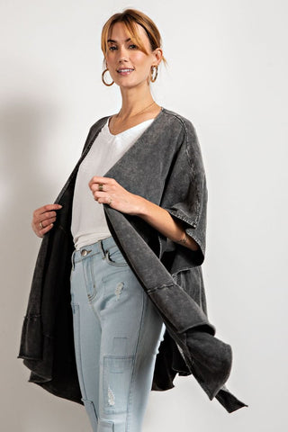 Mineral Washed Open Cardigan