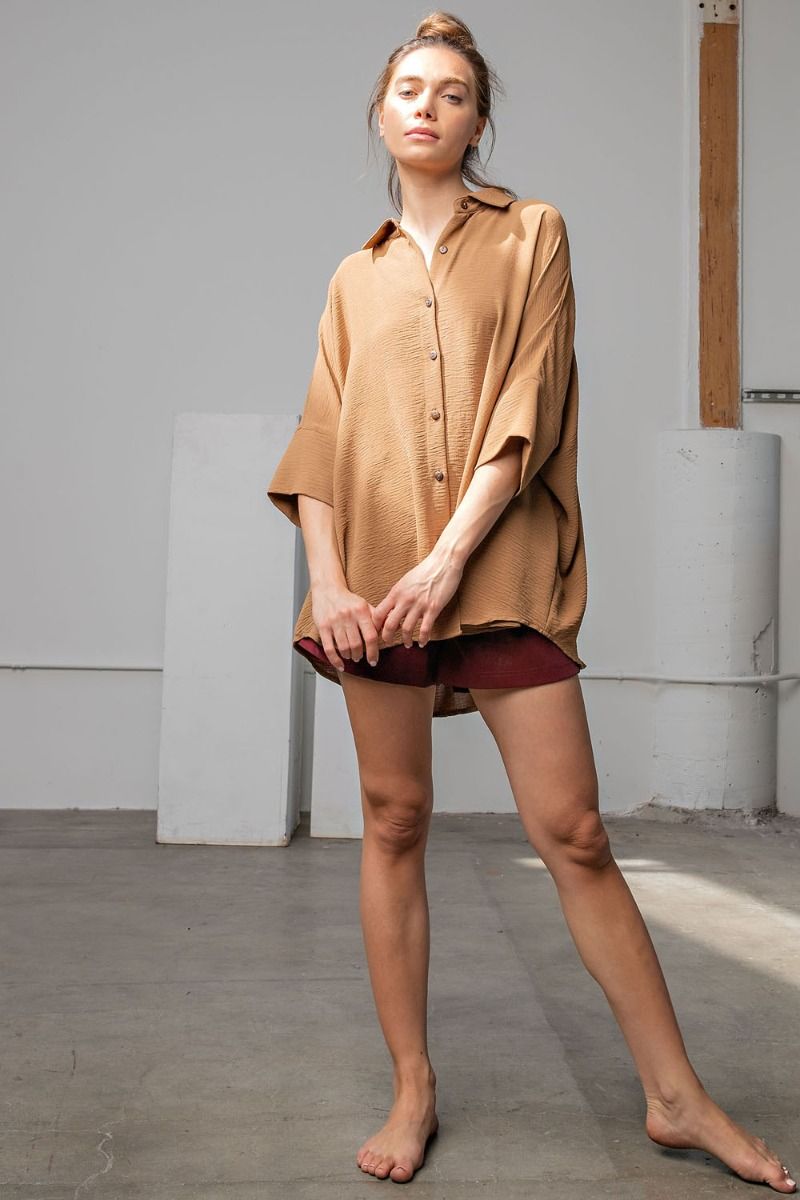 Crinkled Half Sleeve Top