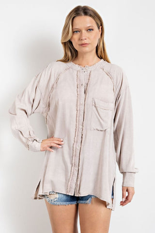 Mineral Washed Shirt Tunic